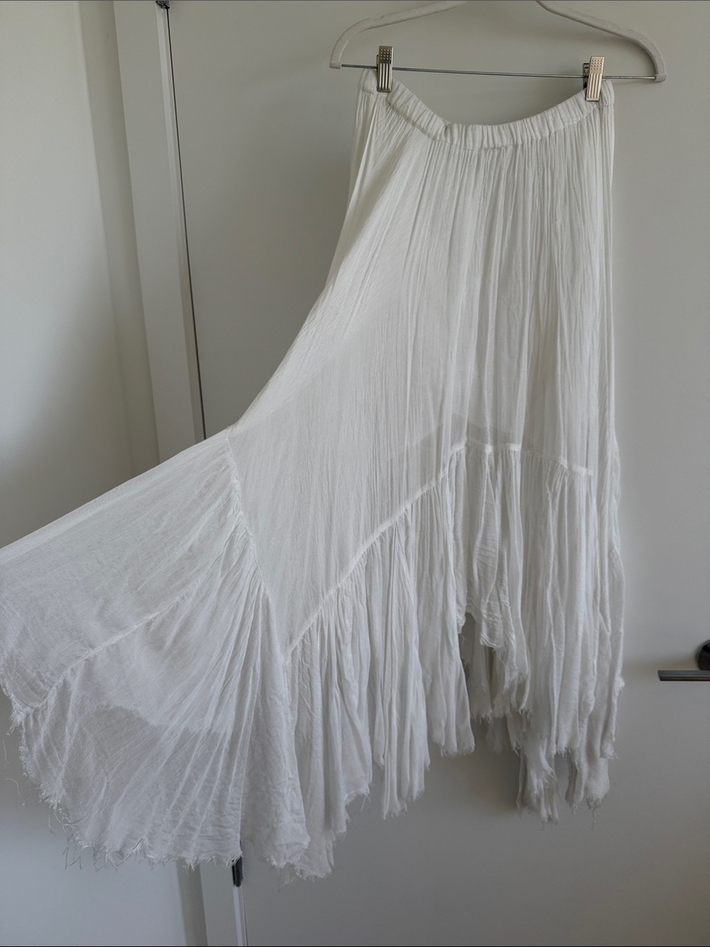 Free People White Tiered Bohemian Maxi Skirt - Picture 2 of 5